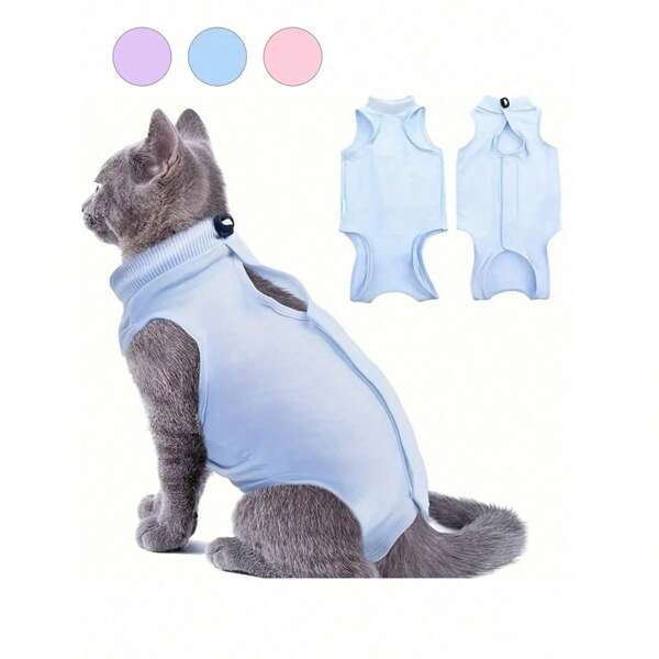 1 pièce Vêtement de protection pour animaux de compagnie - Combinaison de récupération douce et respirante pour chats et petits chiens en toutes saisons, vêtements pour chats, vêtements post-castration résistants aux léchages et morsures, doux et élastique