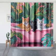 1PC Fun Animal Theme Shower Curtain Set In Blue Green Blue, Waterproof Fabric Shower Curtain, Duck, Cat, Strawberry Cartoon, Bear Pattern Printed Bathroom Curtain Decoration (Multi Color, 180cm X 180cm) Mother's Day Flowers, Personalized Gifts For Mom, Last Minute Gifts, Mother's Day Ideas, Mothering Sunday Gifts, Handmade Cards For Mum, Best Mother's Day Gifts Under $50