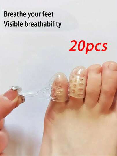 20 Pieces Of High-Grade Silicone Toe Protectors - Super Breathable, Anti-Friction, Comfortable Fitting Shoe And Boot Accessories. Easy-To-Wear Design To Relieve Blisters.