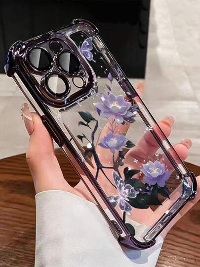 1 件简约蝴蝶结电镀气囊防摔/厚透明 TPU 保护壳适用于 17 Air/17 Pro Max/16 Pro Max/16 Pro/16/13 Pro Max/12 Pro Max 11、15 Pro Max、14 Pro Max/Galaxy S25 Ultra、A24 FE、S23、SAM A15、A56/Honor/Redmi Note 13 Pro、14C 手机