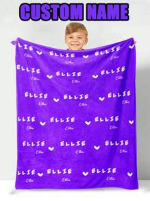 1PC Personalized Custom Name Blanket Gift,With Name Blanket Gift For Girl Boy Girl Man Adult Heart Blanket Gift,Great Holiday Gift For Classmates, Friends, Family, Used For Nap, Camping, Travel,Cozy,Warm,Comfortable,Soft Unique,Personalized,Custom Ideal Gifts For Him Her,Boyfriend - Multicolor - View 31