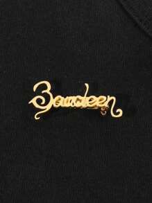 1pc Customized Gold Stainless Steel Name Initial Pin Brooch - Elegant Personalized Letter Pin Brooch, Suitable For Business Or Casual Wear, Unique Shirt Decoration, Ideal Gift For Christmas And Halloween, Best For Christmas