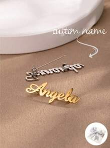 1pc Customized Name Brooch Pin, Personalized Stainless Steel Lapel Pin With Tag, Suitable For Business Style, Fit For Bridesmaid Gift, Birthday, Christmas, Father's Day And Girlfriend, ,Engraved,Stainless,Colorful,Cute,Adorable,Funny,Kawaii,Y2K,Stylish,Unisex,Casual,Custom,Personalized,Unique,Customized,Ideal Gifts For Him,Ideal Gifts For Her,Her,Boyfriend,Girlfriend,Family,Friends,School Supplies,Back To School,For Office,For School,For Classroom,For Teacher Gifts,For University,For Colleague,For Dorm Rooms,For Teacher,For Boys And Girls,For Teenagers,Junior High School Students,Middle School Students,High School Senior High School Students,College Students,University Students,Freshman,Sophomore,Underclassmen