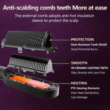 Brosse lissante, lisse mieux les cheveux que les produits normaux, convient à tous les types de cheveux, conception de peigne anti-brûlure, peigne à cheveux chauds pour des cheveux lisses sans frisottis - brosse fer à lisser en céramique, écran LCD, température réglable, utilisation mouillée et sèche, cadeau parfait pour les femmes