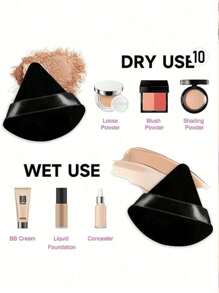 1/3/6/36pcs Triangle Power Puffs, Dry Powder Puff, Makeup Sponges, Double-Sided Velvety Makeup Tools
