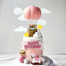 ROARING GOOD TIME RGT Bear Cake Decoration Gold Balls Cake Topper Hot Air Balloons Bears Cake Cake Decoration Birthday Cake Decoration