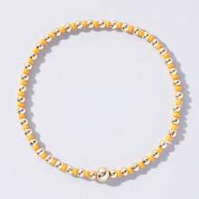 1 件时尚奢华金色铜珠和彩色玻璃珠弹性手链，男女通用珠宝 - 彩色 - 查看 29