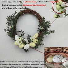 1 Peça Coroa de Páscoa, Coroa de Ovo de Vime Artificial, Decoração de Porta de Primavera para Casa