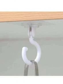 1/2/6pcs Rotating Ceiling Hooks, Easy Installation Without Drilling, Adhesive Hooks For Hanging Plants, Lanterns, Wind Chimes, Modern Ceiling Decor With Utility Hooks, Suitable For Bathroom, Kitchen, Outdoor Basket Storage