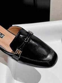 Mengshangli 2025年秋季女士时尚穆勒一脚蹬平底拖鞋，露背一脚蹬拖鞋 - 黑色 - 查看 8