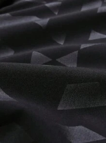 Men's Geometric Print Short Sleeve Shirt, Black, Fashion Summer Casual Business Versatile