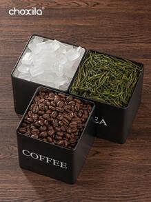 choxila 3pcs Coffee Storage Can Tea Snacks Coffee Bean Storage Can Bamboo Lid Iron Art Display Square Can Back To School