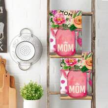 Bộ quà tặng khăn bếp hình bình hoa mừng Ngày của Mẹ 2 chiếc từ con gái con trai, sinh nhật mẹ tuyệt vời nhất, bộ khăn bếp 2 chiếc, quà tặng cho mẹ, khăn lau bát đĩa 16x24 inch - Nhiều màu - Xem 6