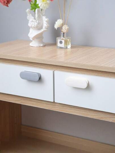 2 件自粘式塑料门把手，椭圆形推拉窗柜抽屉把手，衣柜玻璃门把手，多用途把手，无需钻孔安装辅助装置