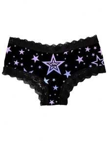 ROMWE Goth Bộ 3 quần lót bikini mỏng thoáng khí in họa tiết bầu trời đầy sao nhiều màu sắc cho nữ - Nhiều màu - Xem 5