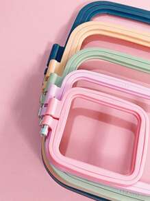 Vivid Candy-Colored Square Embroidered Cross Stitch Hoops - ABS Hoops And Macaron Mix Color Tapes, Suitable For Arts And Crafts, Convenient Sewing And Embroidery Project Operation - Multicolor - View 4