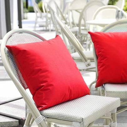 2pcs/Set Colorful Waterproof Outdoor Cushion Cover, Suitable For Garden, Pool, Rattan Chair, Red