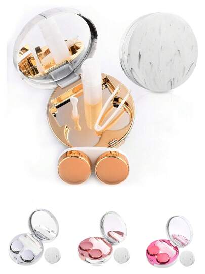 XIANG YU Contact Lenses Companion Cases Portable Marble Contact Lens Cases Doublet Boxes Plastic Multi-Color Glasses Cases Eye Contacts Contact Lenses For Eyes Colored Contactsmakeup