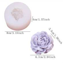 3D硅胶玫瑰模具，适用于香皂、树脂工艺品和DIY - 粉白花卉设计，是手工创作和家居装饰的理想之选 - 白色 - 查看 9