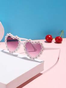 1pc Girls 4-10Y Vintage Holiday Outfit Shaped Full Frame Fashion Fashion Glasses, Suitable For Vacation & Travel