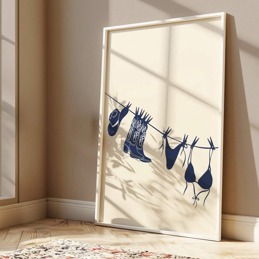 Tranh treo tường hình bikini màu xanh hải quân, tranh in hình cô gái miền biển, tranh trang trí tường bikini, tranh chủ đề đại dương, thích hợp cho phòng ngủ, phòng khách hoặc ký túc xá, quà tặng cho phái nữ, có khung hoặc không khung. - Nhiều màu - Xem 1