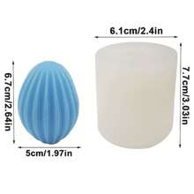 竖条纹花卉蛋形蜡烛模具，鹅蛋，石膏，蜡，硅胶 - 白色 - 查看 4