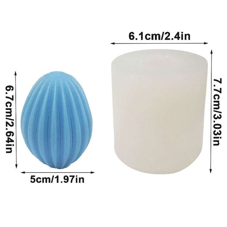 竖条纹花卉蛋形蜡烛模具，鹅蛋，石膏，蜡，硅胶 - 白色 - 查看 4