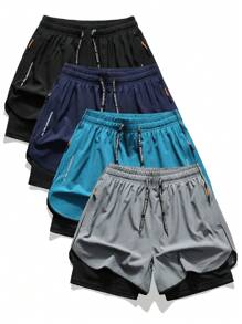 3 英寸男士户外运动跑步短裤，夏季马拉松训练吸湿排汗仿丝衬里健身裤