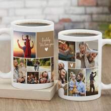 1pc Personalized Photo Mug For Dad, Customizable Coffee Cup To Celebrate Fatherhood, Unique Gift Idea For Father's Day, Birthdays, Or Any Special Occasion, This Custom Mug Allows You To Feature Your Favorite Photos Of You And Your Dad,Office Decor - White - View 2