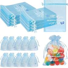 Tas Kado Baby Shower Organza Transparan Warna Pink Ukuran 4x6 Inci, Tas Souvenir Baby Shower Kecil dengan Jaring Serut, Untuk Souvenir Pesta, Kosmetik, dan Tas Kado - Berwarna merah muda - View 8
