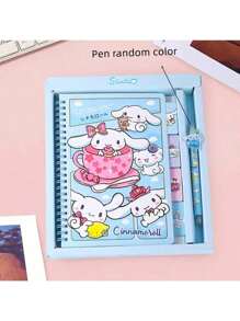 Sanrio Cartoon Sanrio Notepad Stationery Set Gift Box, Including Kuromi, Cinnamoroll, My Melody Coil Notebook, Pens, Stationery Set, Sanrio Planner, Suitable For Students, Kids, Birthday, Valentine's Day, Easter, New Year 2025, Back To School Gift (Random Style & Color)