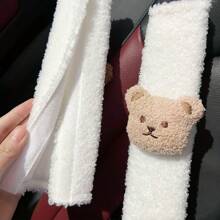 Protector de hombro del cinturón de seguridad del coche con cabeza de peluche de oso de peluche de cordero personalizado, accesorios de decoración de coche lindos y elegantes, protección del cuello para invierno