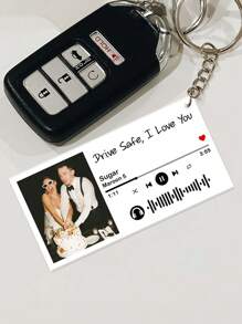 1pc Customized Photo & Music Song Keychain, Personalized Spotify Song Engraved Music Code Keychain, 6 Color Options, Customized Couple Photo Acrylic Keychain Pendant - Multicolor - View 18