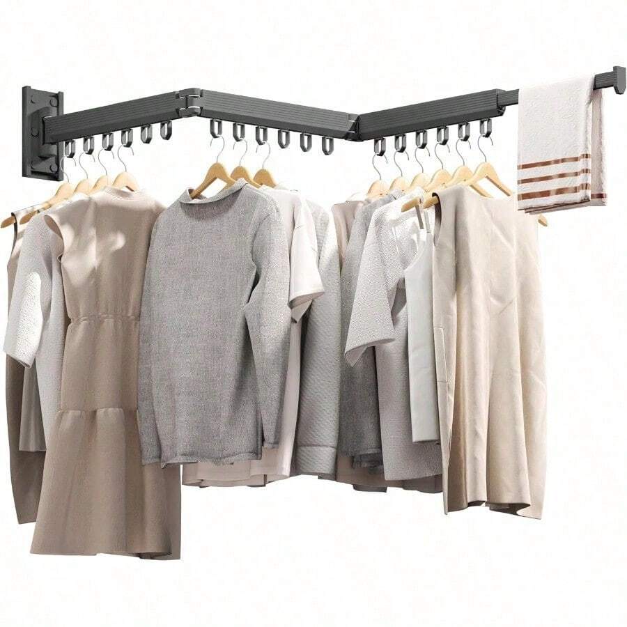 Clothes Drying Rack Wall Mounted,Drying Rack Clothing,Wall Mounted Drying Rack,Laundry Room Organization And Storage,Laundry Drying Rack,Collapsible Dying Racks For Laundry - Gray / O-Shape Hooks - View 1