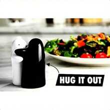 Cute Decorated Salt & Pepper Shakers, Embracing Couple Design, Black & White Modern And Vintage Style, Easy To Refill & Dispense Seasoning Bottle Set,School Supplies