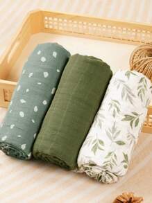 3PCS Muslin Swaddle Blankets 47 X 44 Inches Neutral Soft Muslin Baby Wrap,Bath Towel For Baby Boys & Girls - Multicolor - View 1