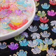 50pcs Colorful 15x17mm Acrylic Leaf Shape Beads With Golden Rim, DIY Jewelry Making - Earrings & Accessory Craft Supplies
