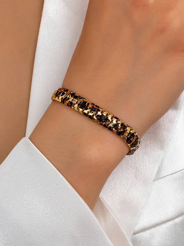 1 pezzo Braccialetto minimal con stampa animalier di leopardo, alla moda e sexy, adatto per donne