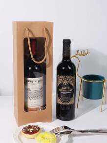 10pcs/1pc Brown Reusable Wine Bottle Gift Bags With Clear Window, Suitable For Wedding, Holiday, Birthday (Brown)