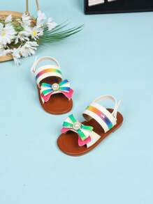 Toddler Girls' Casual Open Toe Non-Slip Beach Sandals, Fashionable Soft Bottom White Pearl Comfortable Leisure Cute Infant Sandals - White - View 3