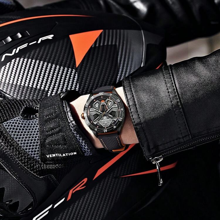 Reloj Deesio con movimiento mecánico automático, diseño innovador masculino, función resistente al agua, esencial para la vuelta al colegio, regalo para el Día del Padre - Azul - Añade 6