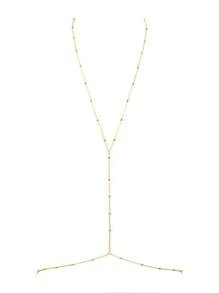 18K Gold Plated Stainless Steel Round Ball Design Body Chain Necklace For Women, Minimalist Style For Beach Wear'