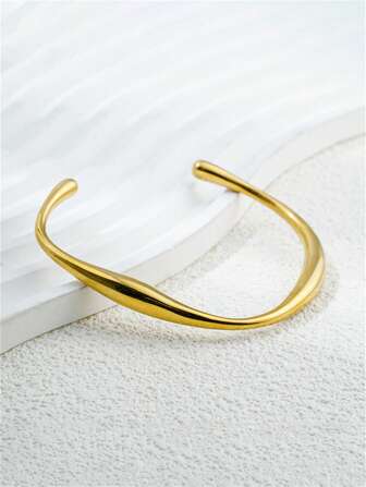 1 件时尚夏季情侣不锈钢弹性几何手镯，百搭珠宝配饰和女士礼物