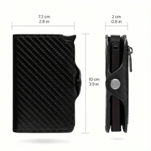 Portafoglio in fibra di carbonio, porta carte di credito, porta monete, portafoglio uomo RFID, in metallo sottile e minimale, piccolo portafogli nero, portafoglio in metallo