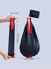 大容量折叠购物袋 - 超轻，尼龙，配有方便的挂扣，方便携带，旅行单肩便携式大号杂货袋，超市袋 - 彩色 - 查看 4