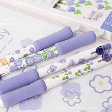 (Back To School) 4pcs/Box Flower Series Soft Gel Pens, Fast Drying Smooth Writing For Office, Study & Learning Stationery - Multicolor - View 9