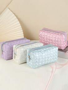 Solid Color Flower Makeup Bag, Multifunctional Makeup Bag, Portable Grooming And Storage Bag - Multicolor - View 11