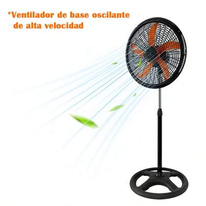 Ventilador de aterrizaje de palas de aire de plástico con base oscilante de alta velocidad - ventilador de aterrizaje portátil de tercera velocidad, altura ajustable - potente ventilador vertical de flujo de aire - ventilador de refrigeración eléctrica adecuado para la Oficina del dormitorio familiar del dormitorio, naranja