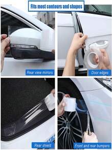 1 Roll Of Car Sill Strip Anti-Stepping Sticker Scratch Protection Car Door Pedal Protection Strip, Body Anti-Scratch Protection Tape, Single-Sided Nano Tape, Anti-Trampling Sticker Trunk Anti-Collision Sticker, Transparent General Decoration Supplies, Suitable For Car Decoration, Car Protective Film, Windproof, Scratch Resistant - Clear - View 10