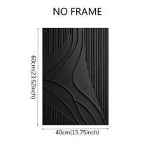 Arte de lienzo abstracto 2D con líneas negras sin marco y detalles texturizados - Decoración de pared minimalista y texturizada para dormitorio, sala de estar o pasillo - Multicolor - Ver 8